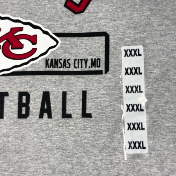 Kansas City Chiefs Shirt Size 3XL Gray NFL Football Tee XXXL Cotton NWT - Picture 3 of 12